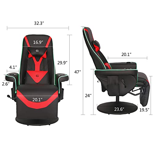 Black White Ergonomic Recliner Gaming Chair with Footrest and Cupholders P227570