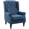 Blue Button-Tufted Accent Chair with Wingback T674442