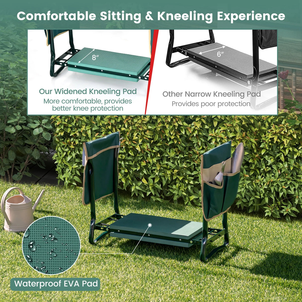 Folding Garden Kneeler Seat Bench with Tool Pouches S756339
