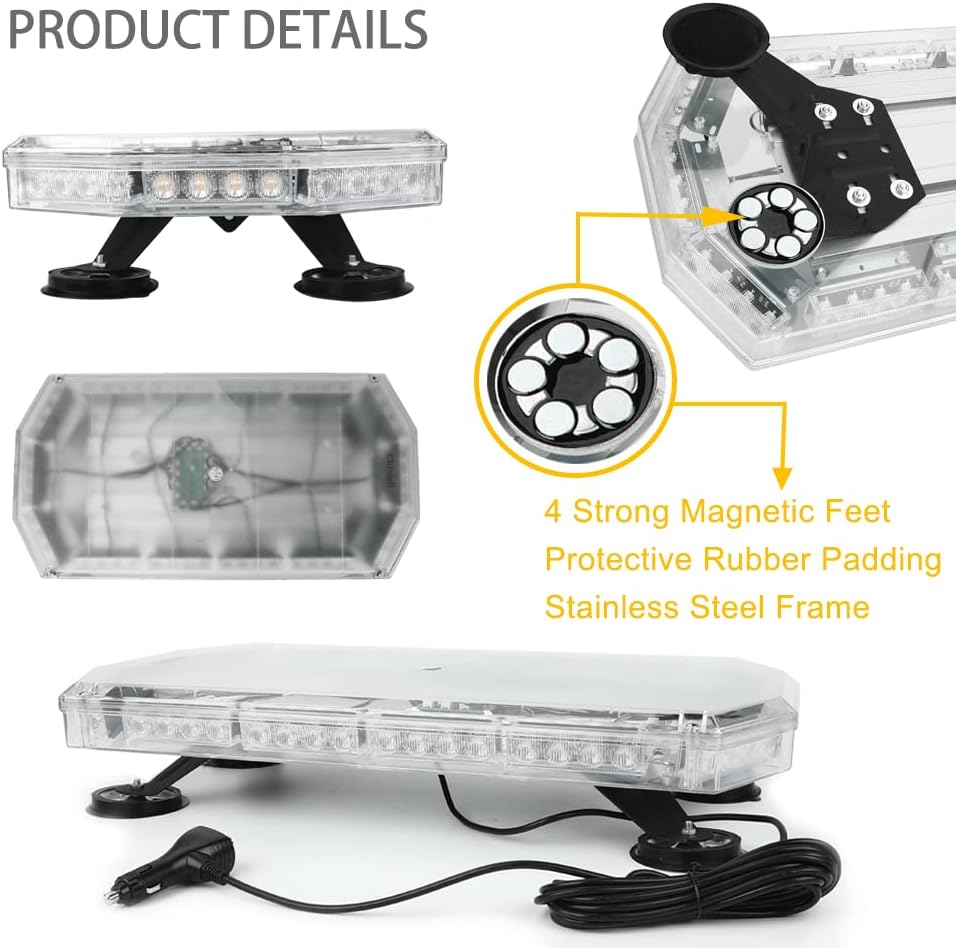 56 LEDs Emergency Warning Strobe Light Bar with 5m Cable and Double Switch, Pack of 2 V757