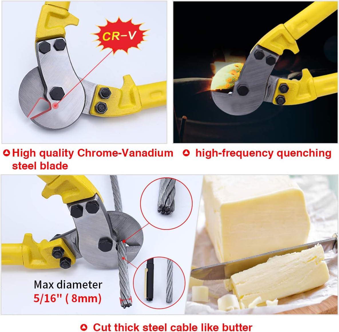 18 Hardened Cable Cutter, Chromium Vanadium Steel, with 10Pcs Ferrules T432225