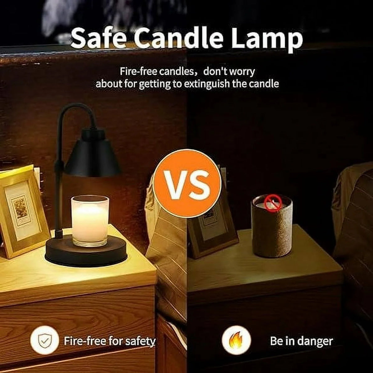 Black Dimmable Candle Warmer Lamp with 2 Bulbs F11069