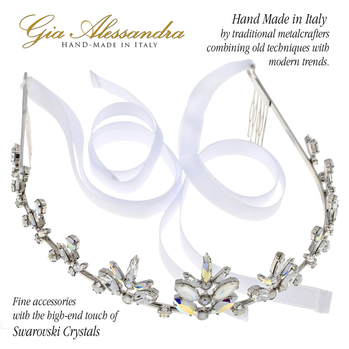 Silver Wedding Bridal Tiara With Swarovski Crystals W348216