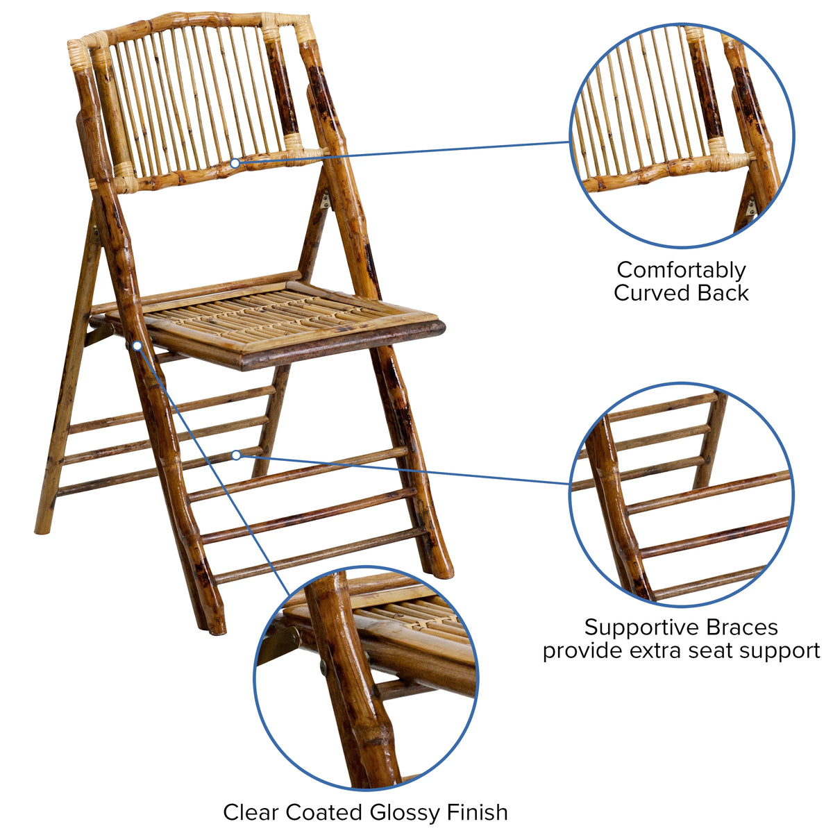 4 Pack Bamboo Wood Folding Chair I29892