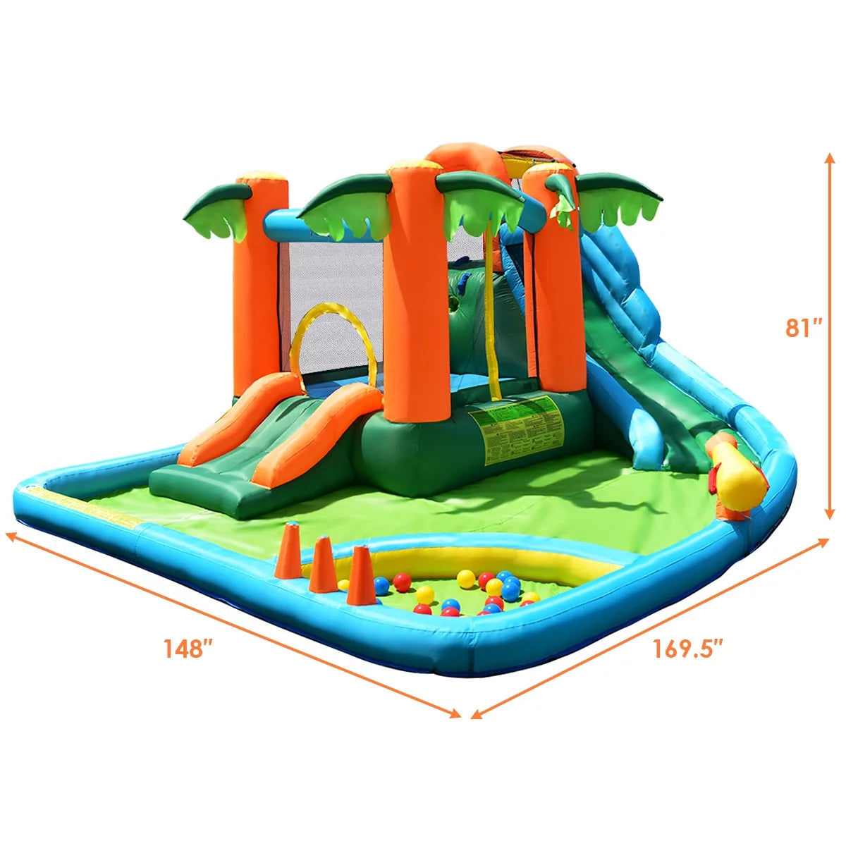 Inflatable Bounce House Kids Water Splash Pool Dual Slide K846