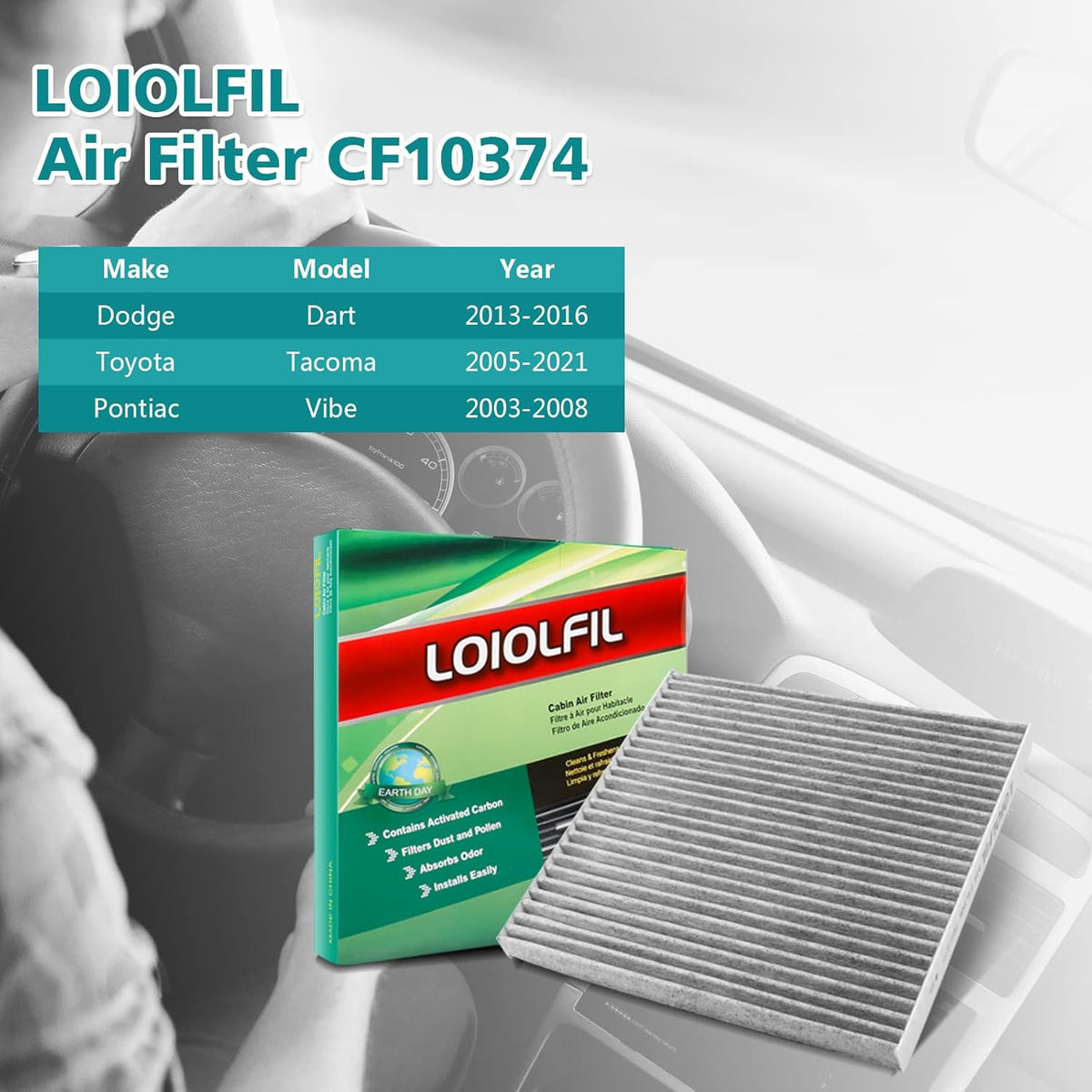 Cabin Air Filter with Activated Carbon Pack of 2 U349