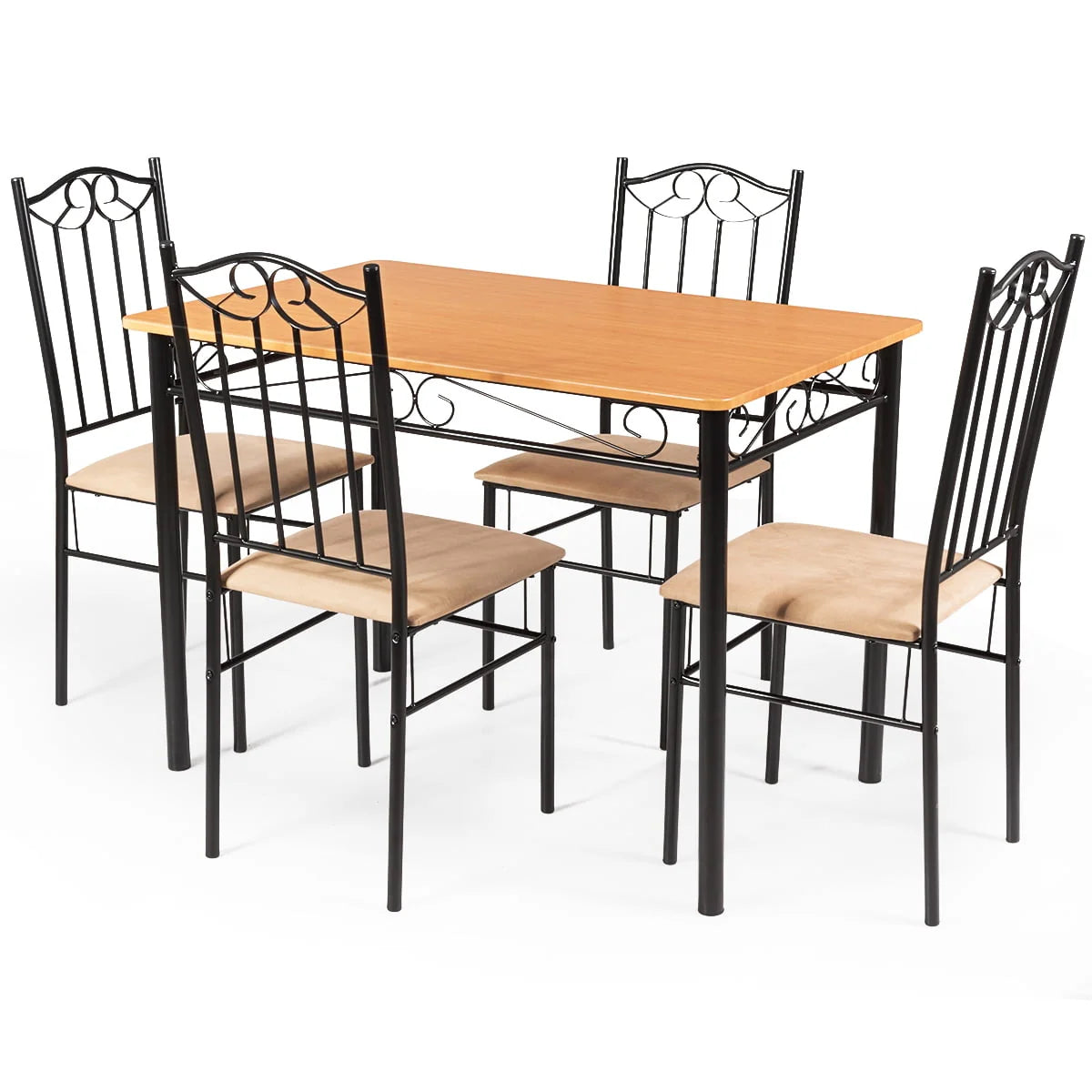 5 PC Wood Metal Dining Set with Table and 4 Chairs C918