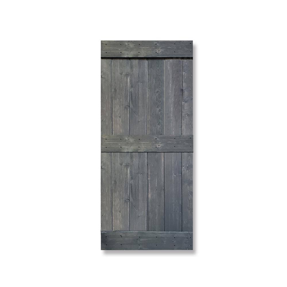 Gray Stained Knotty Pine Wood Interior Sliding Barn Door Slab H732