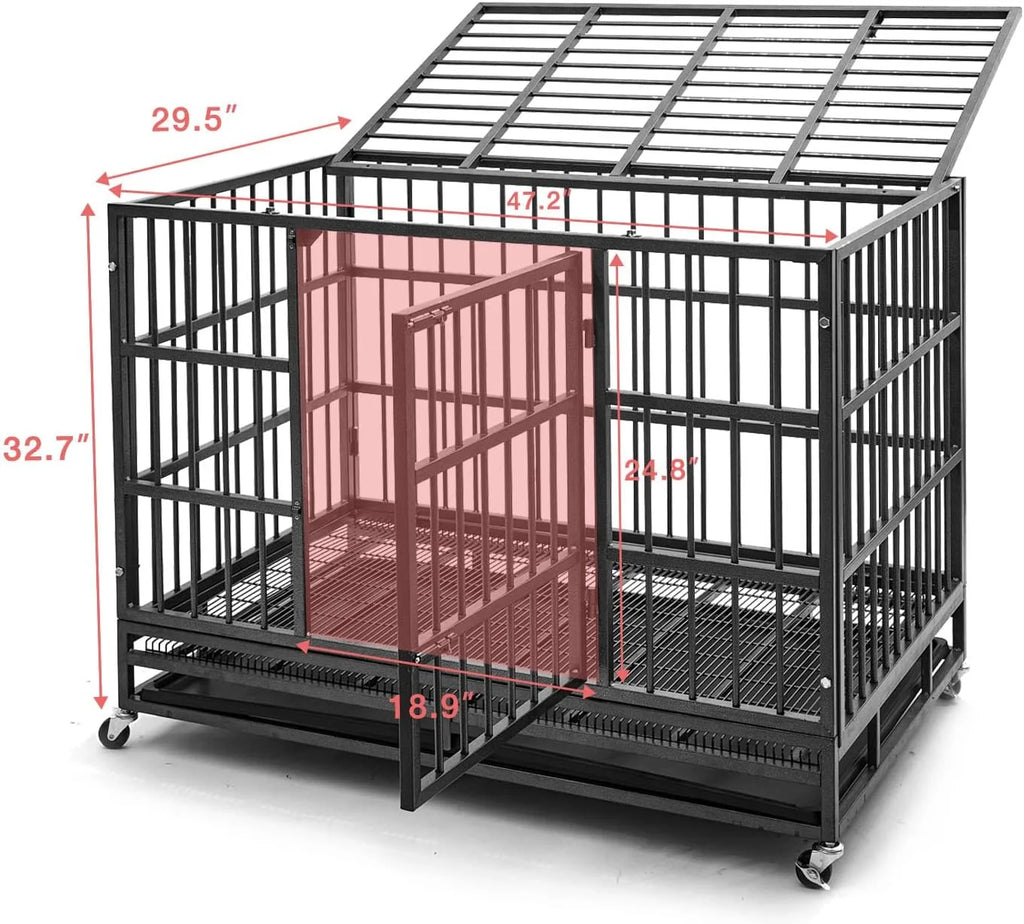 48 inch Heavy Duty Steel Dog Crate with Wheels G70286