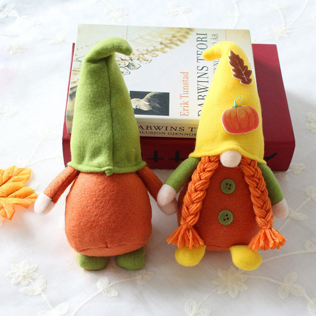 2 Pack Maple Leaf & Pumpkin Chef Gnomes Plush Dolls Scandinavian Tomte Nisse Dwarf Swedish Honey Bee Elf W979153