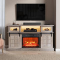 Gray Fireplace TV Stand with 23" Electric Fireplace and Storage Cabinet Z5539
