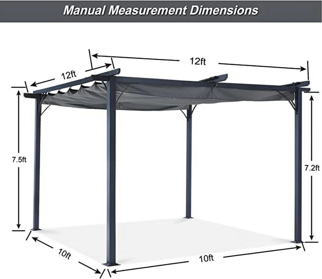 11x11 Outdoor Patio Pergola with Retractable Shade O777