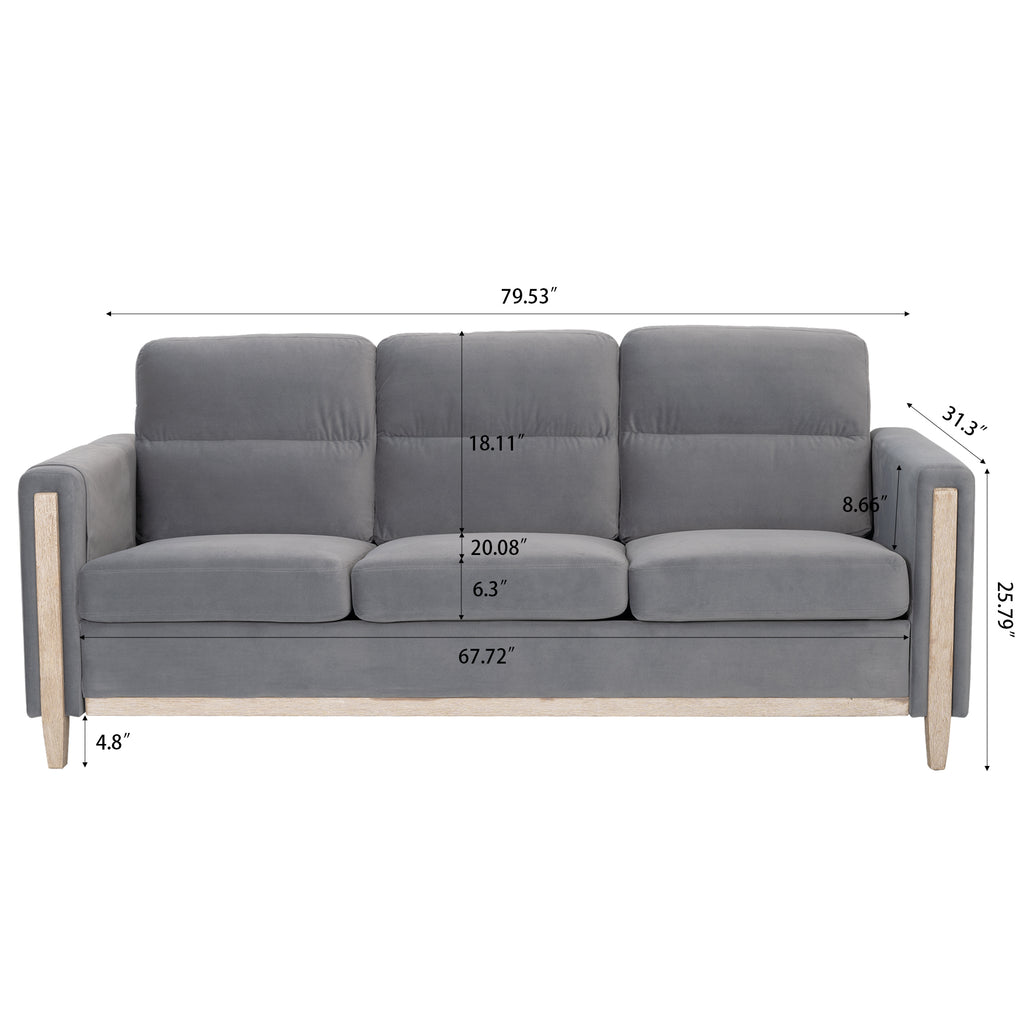 Solid Wood Three-Seater Sofa Couch N109