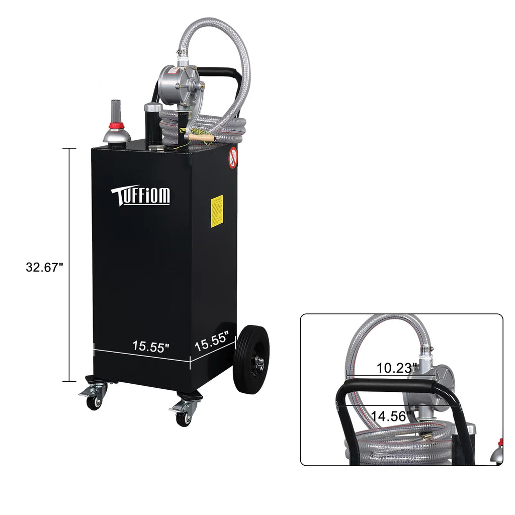 35 Gallon Gas Caddy with Hand Pump & Wheels D2754