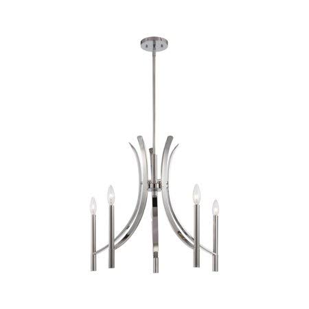 Chrome Tone Finish 24 inch Wide 5 Light Chandelier R524