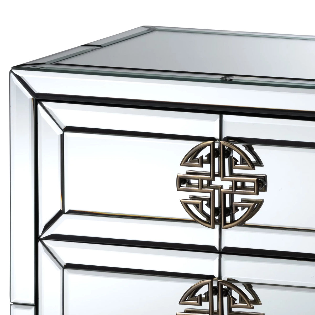 Mirrored Antique Bronze 3-Drawer End Table D359