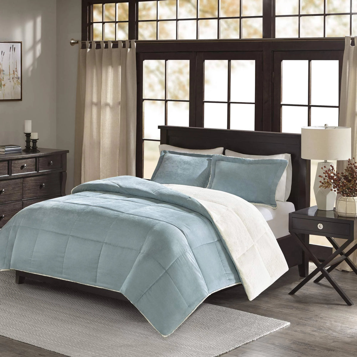 Blue Twin Corduroy Comforter Mini Set K5527