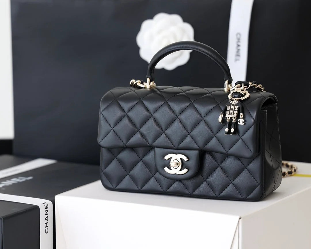 Black Mini Flapbag With Top Handle S103416