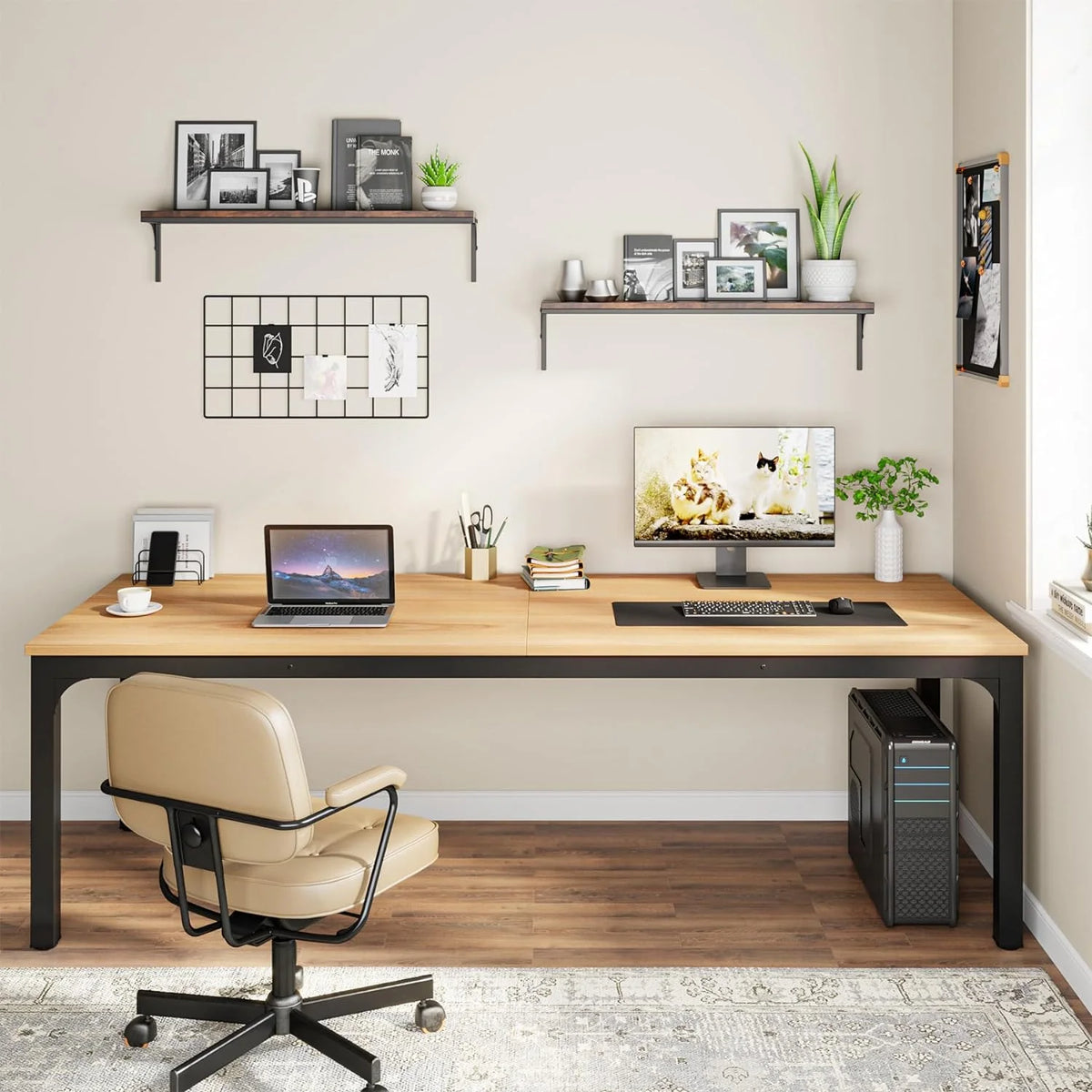78.7 inches Extra Long Double Office Writing Desk with Adjustable Foot Pads Y929