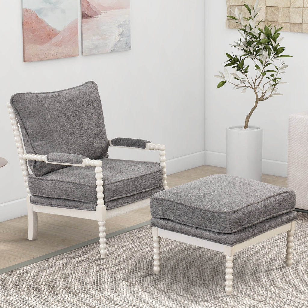 Velvet Accent Chair with Ottoman B3983