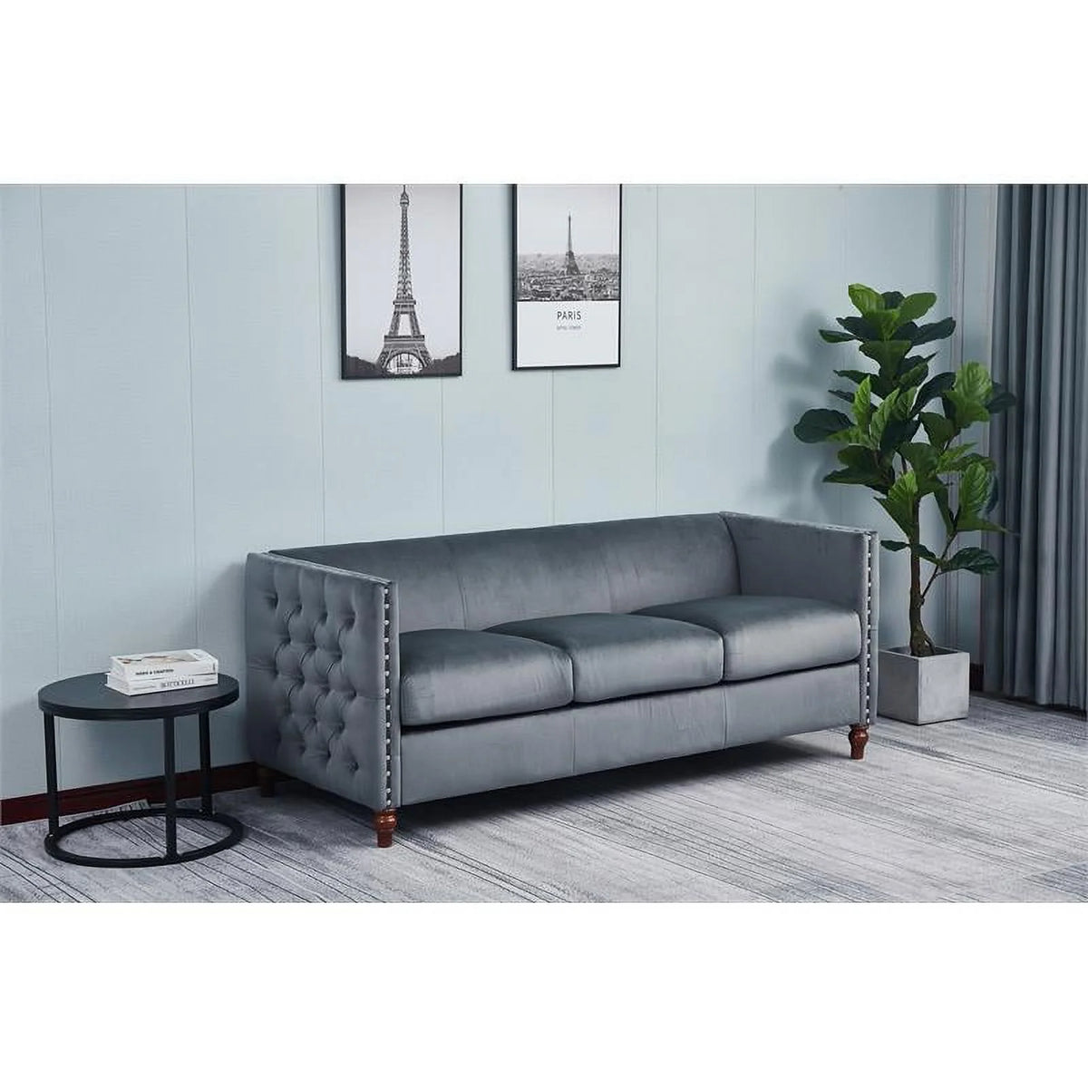 Velvet Sofa and Loveseat Set of 2 Gray E453476