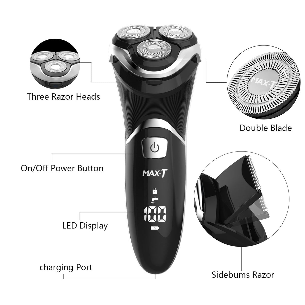 Electric Shaver Razor with Pop Up Trimmer, IPX7 Waterproof, Pack of 2 C369283