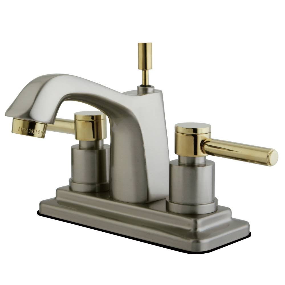 Satin Nickel Polished Brass Centerset Lavatory Faucet with Pop-Up X962779