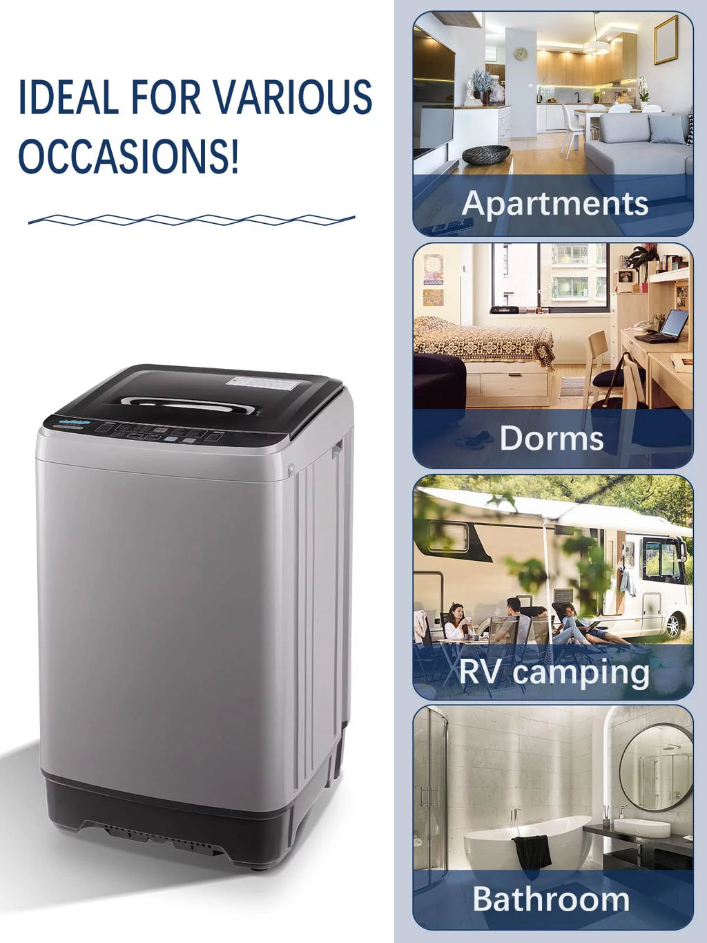 17.6lbs Capacity 1.9 Cu.ft Grey Portable Washing Machine G6006