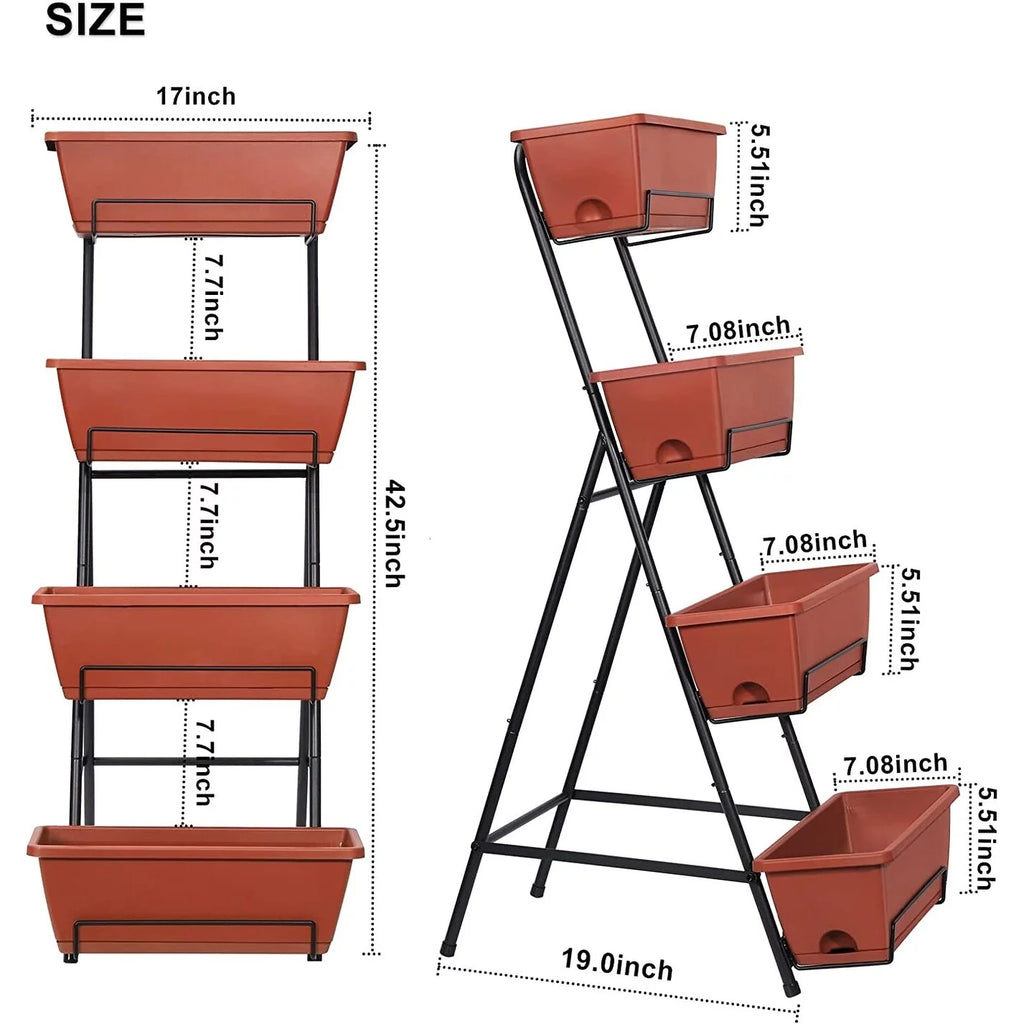 Vertical Raised Garden Bed Black 4 Tier I68940