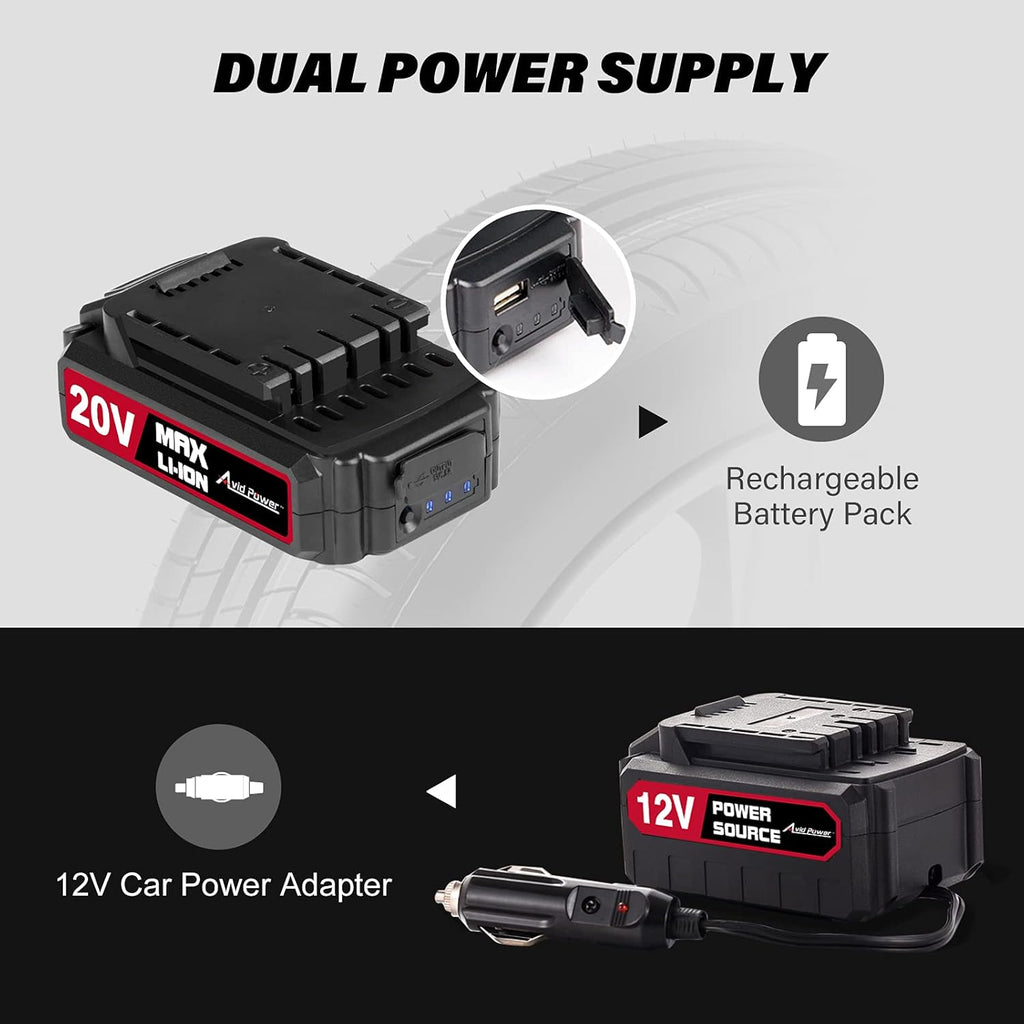 Tire Inflator Portable Air Compressor, 20V Cordless Car Tire Pump, 150PSI Auto Air Pump Pack of 2 K24730