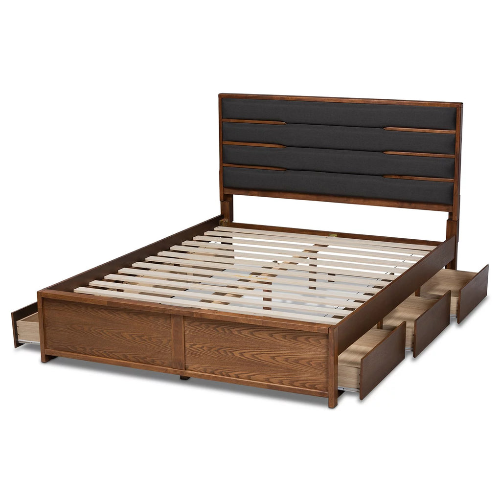 Queen Dark Gray Upholstered Platform Bed H10980