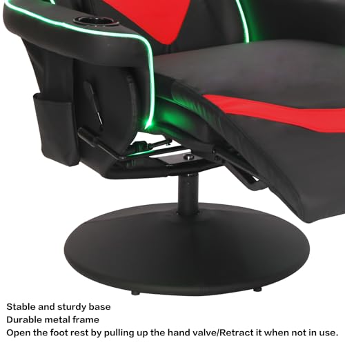 Black White Ergonomic Recliner Gaming Chair with Footrest and Cupholders P227570