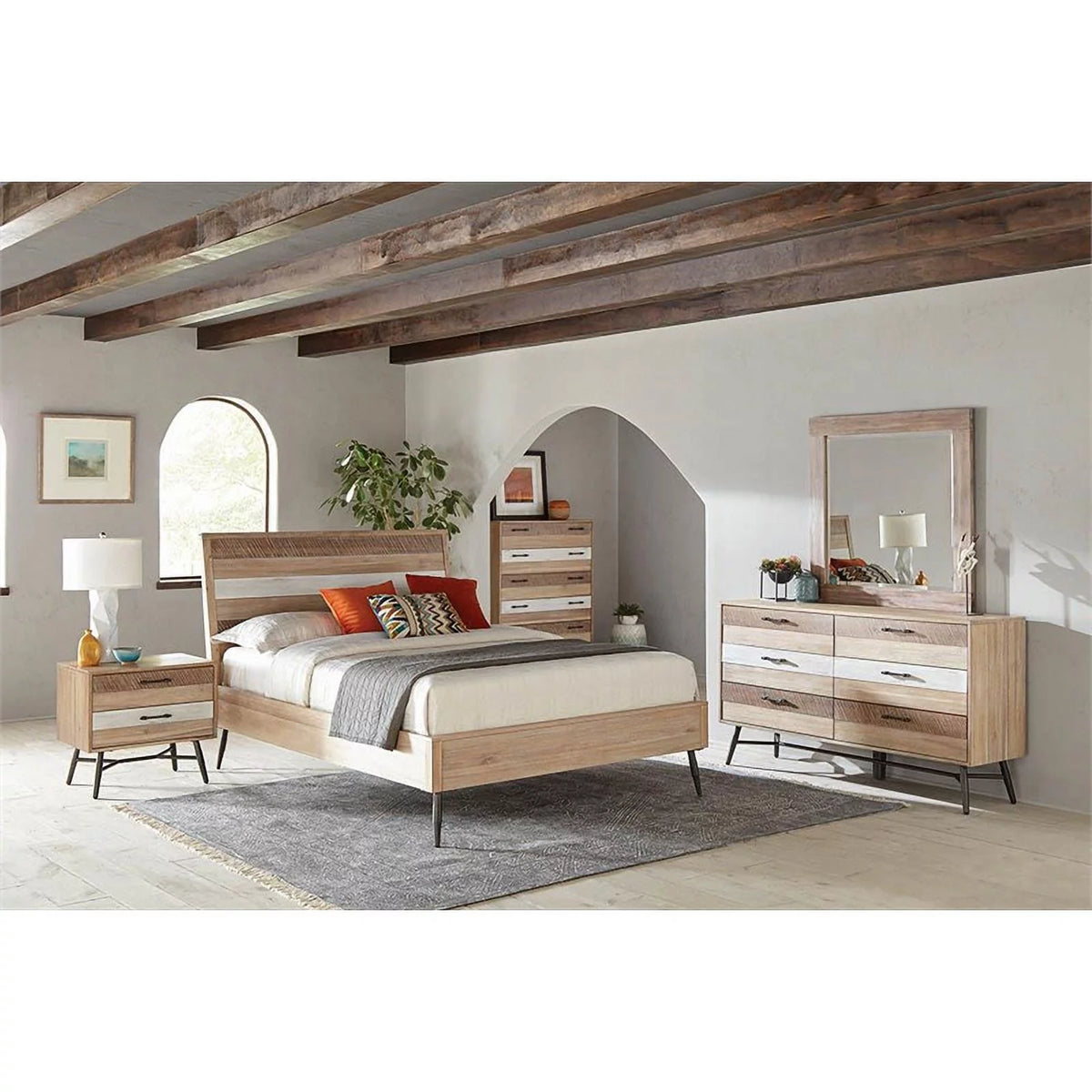 5-piece Brown Wood Queen Bedroom Set K232109