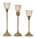 Candle Holder Set of 3 Metal Glass H83691