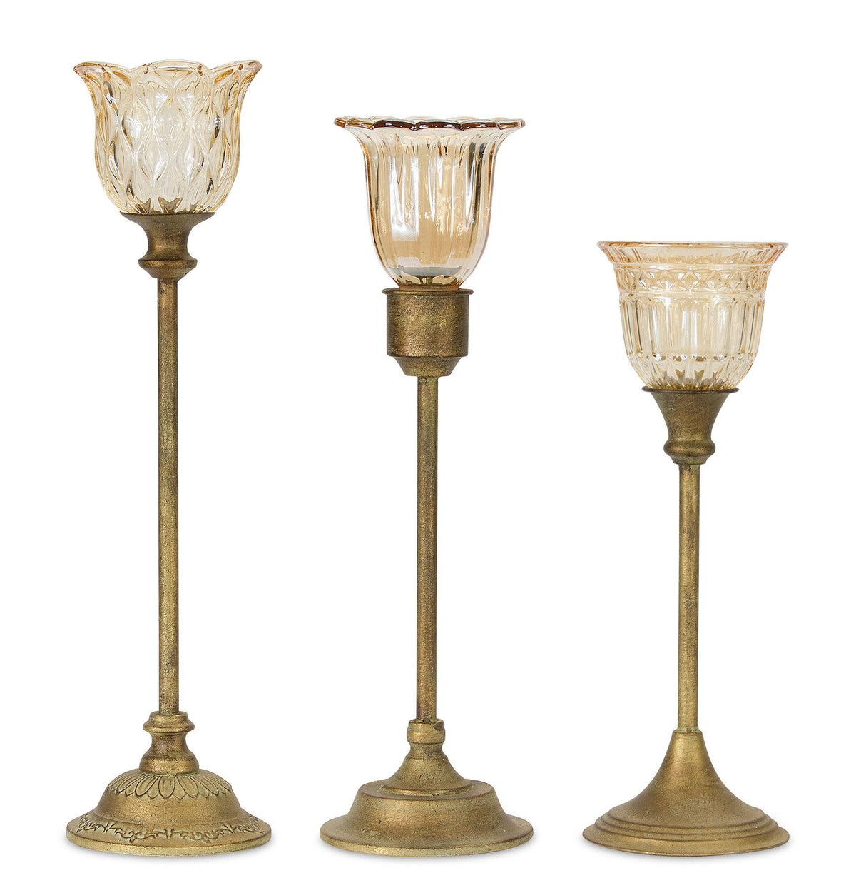 Candle Holder Set of 3 Metal Glass H83691