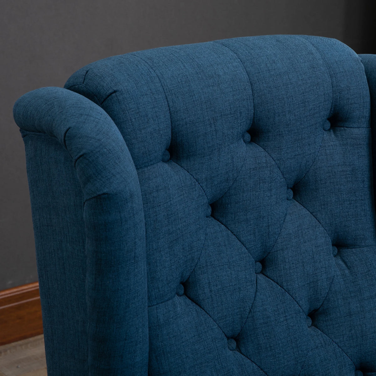 Blue Button-Tufted Accent Chair with Wingback T674442
