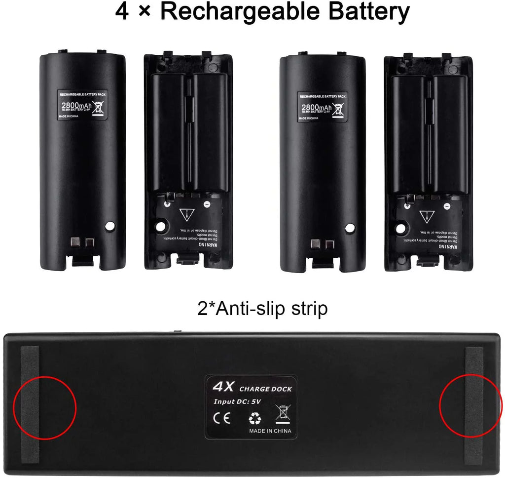 Charger Dock for Wii Remote with 4 Rechargeable Batteries U6805