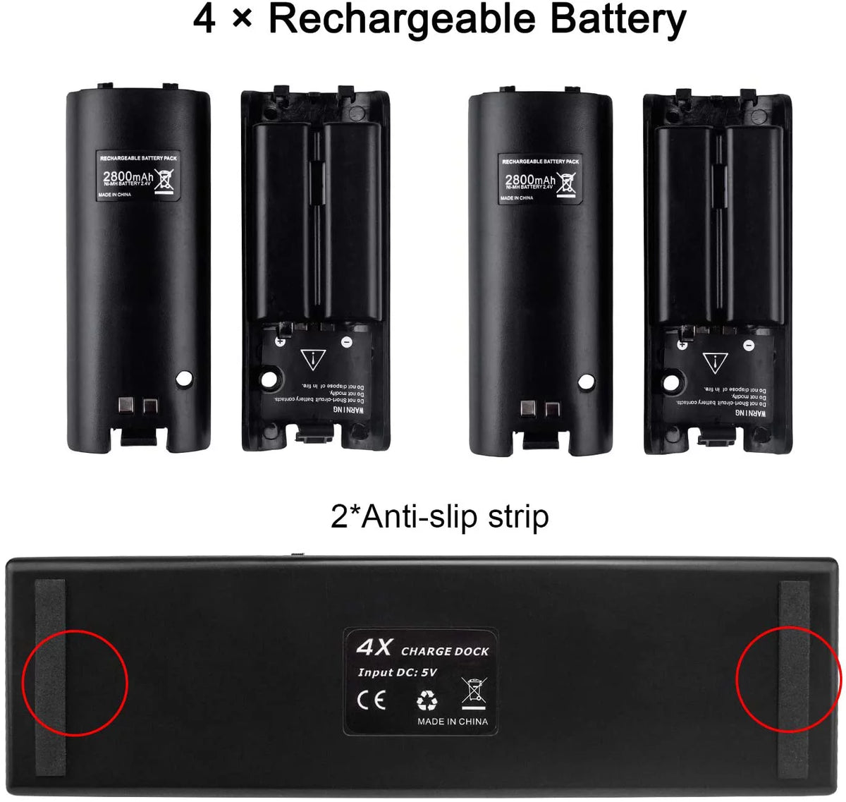 Charger Dock for Wii Remote with 4 Rechargeable Batteries U6805