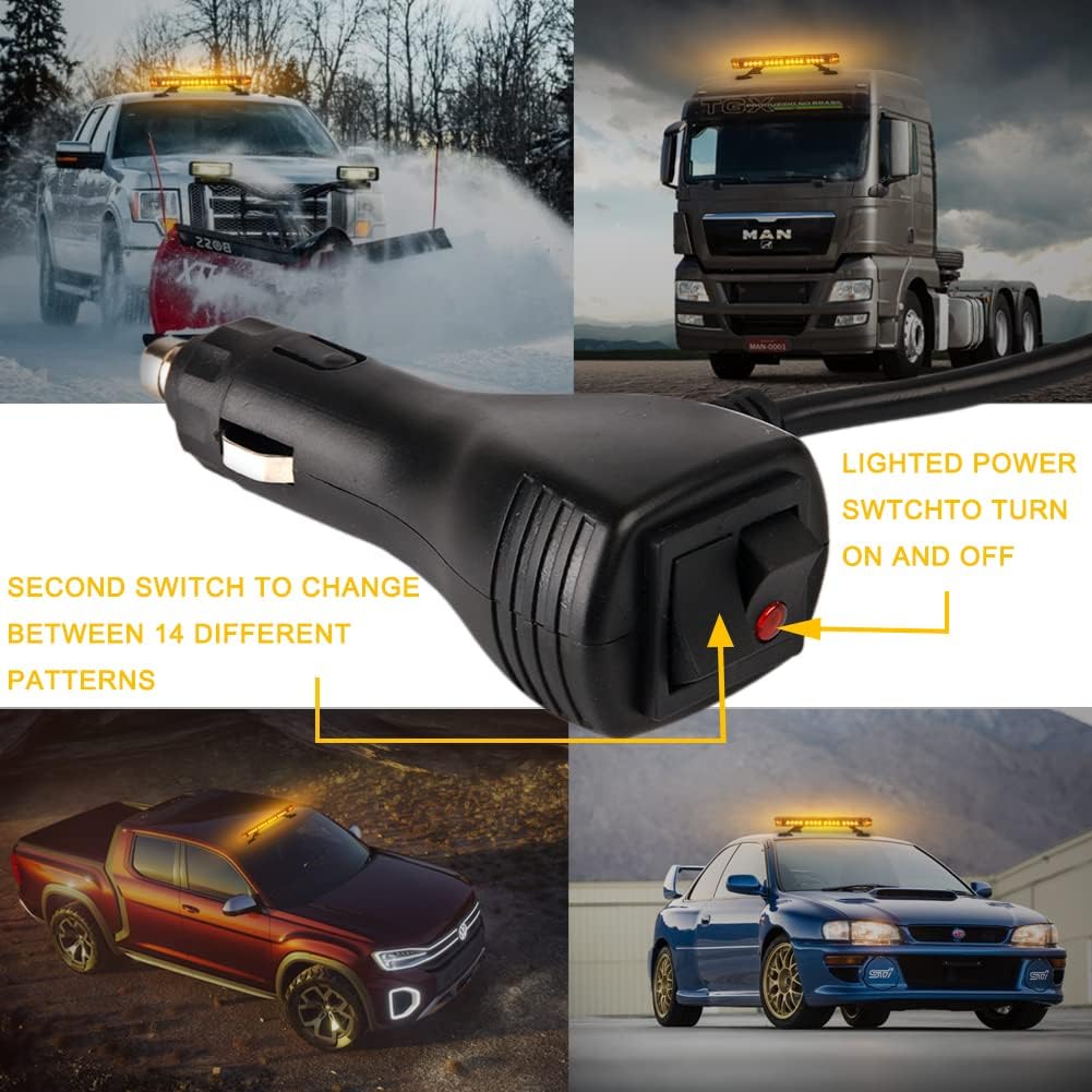 56 LEDs Emergency Warning Strobe Light Bar with 5m Cable and Double Switch, Pack of 2 V757