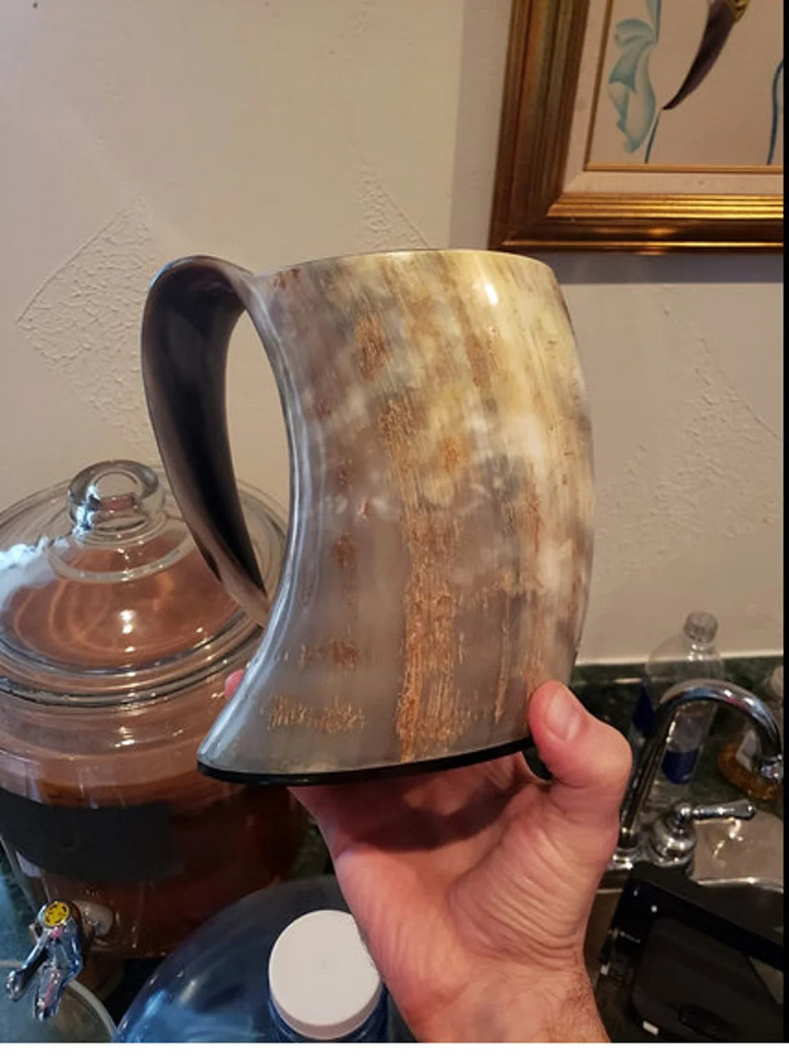 Glass Viking Drinking Horn Mug Tankard 40 oz D447697