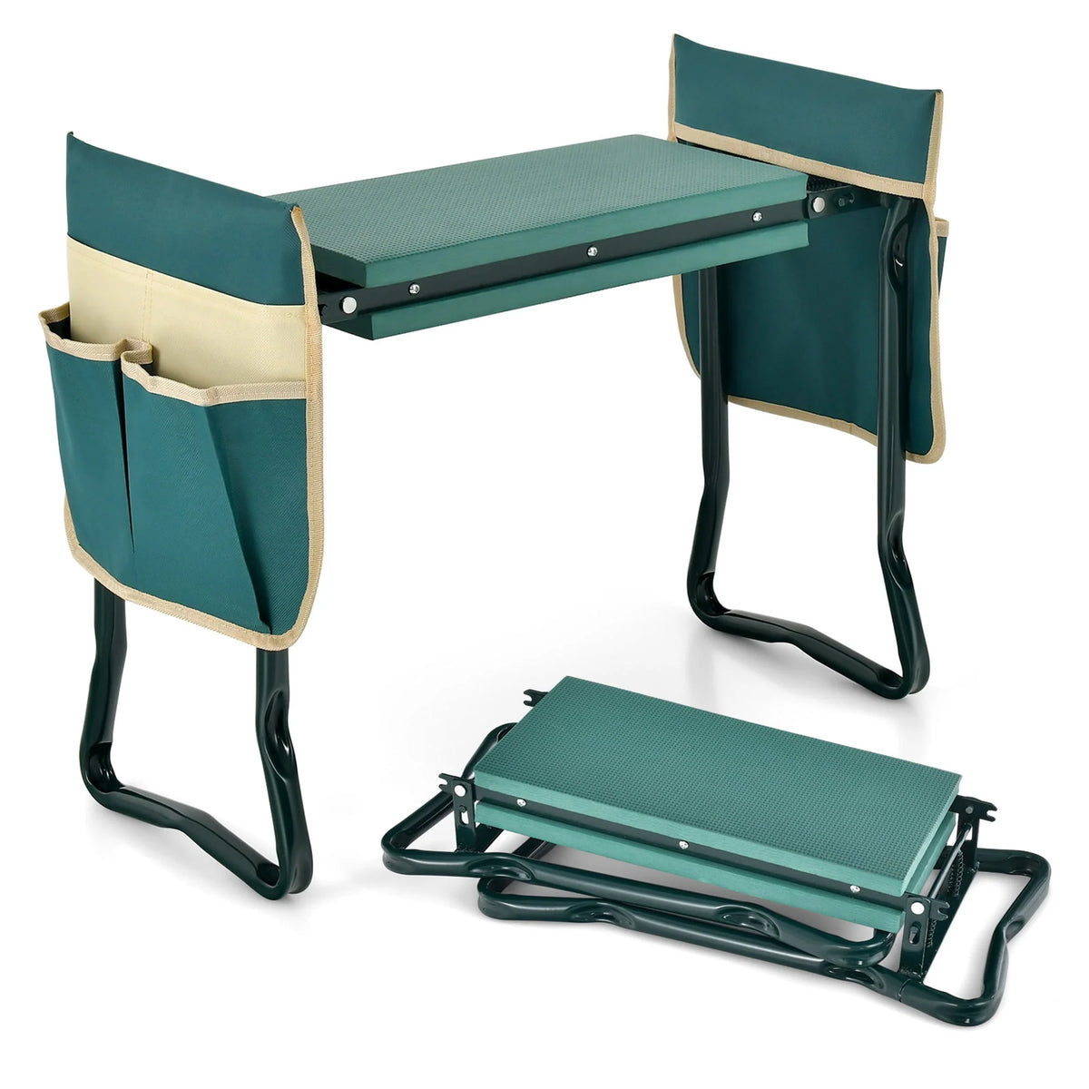 Folding Garden Kneeler Seat Bench with Tool Pouches S756339