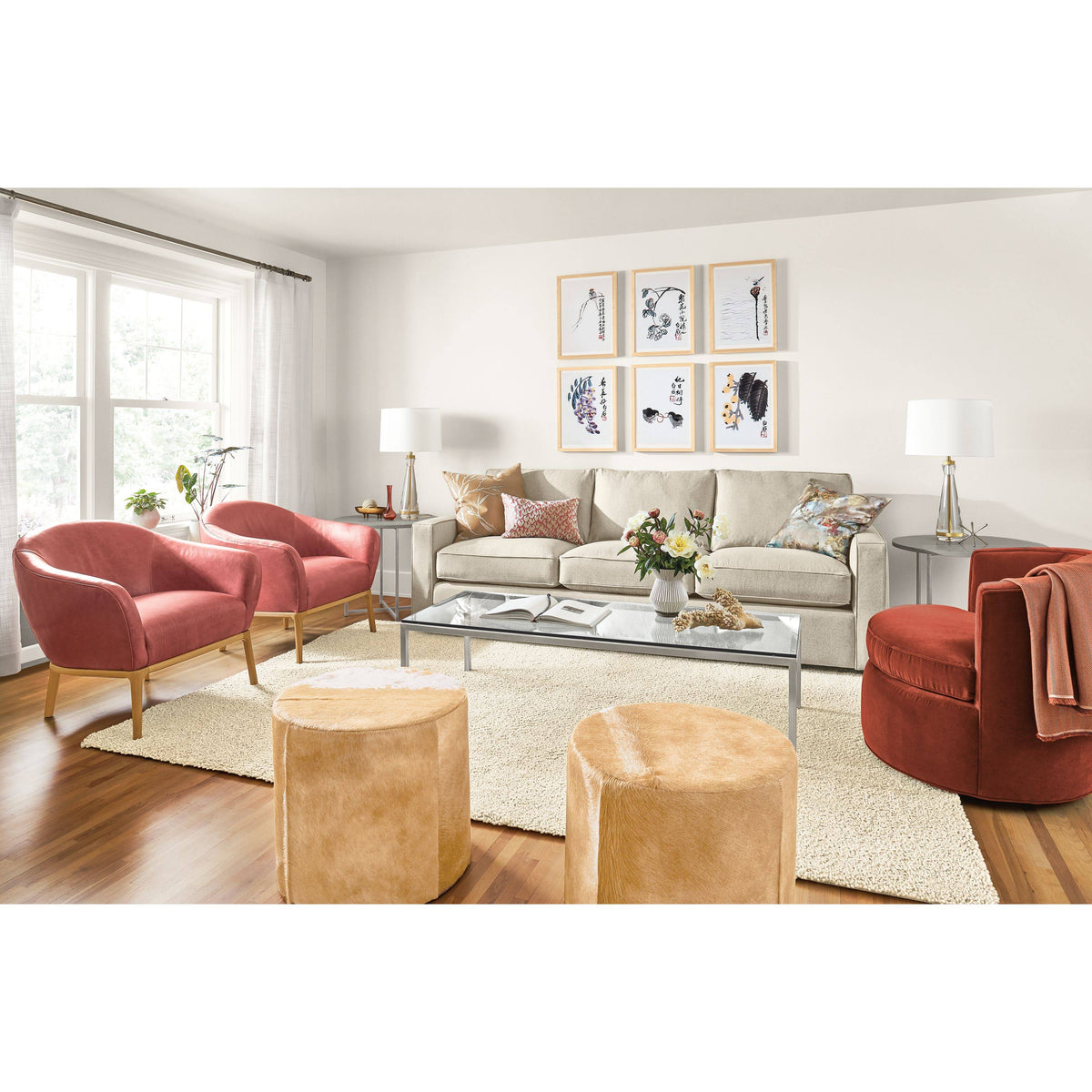Round End Table 18 Diameter 22H in Stainless Steel with Ecru Quartz Top N479313