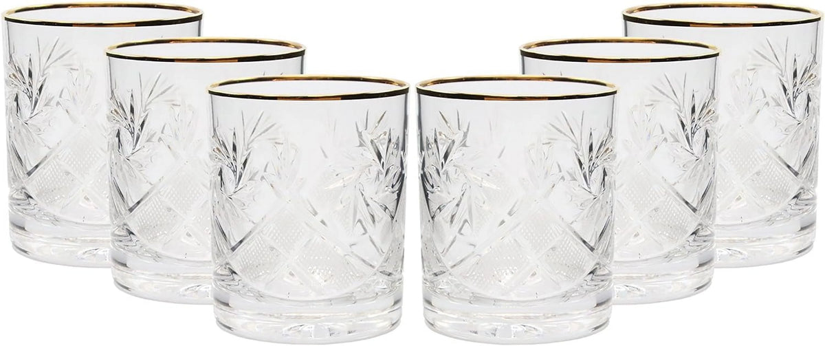 Set Of 6 Vintage Crystal Whisky Glasses A334