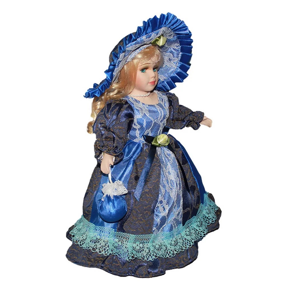 Porcelain Doll Figure with Wooden Stand F141