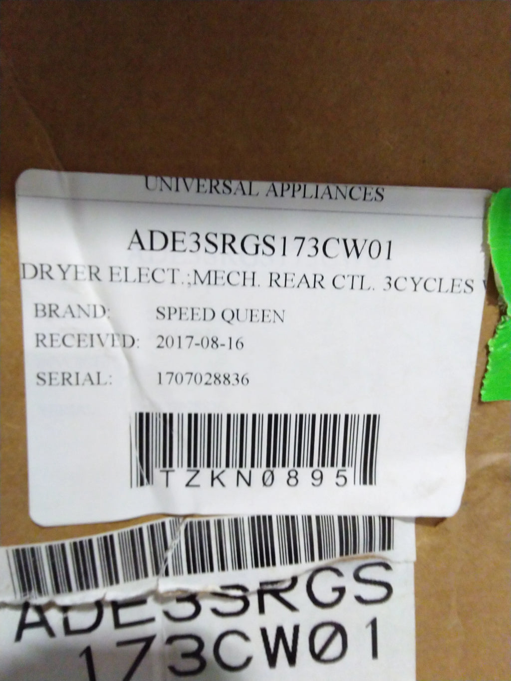 Speed Queen Dryer U8082