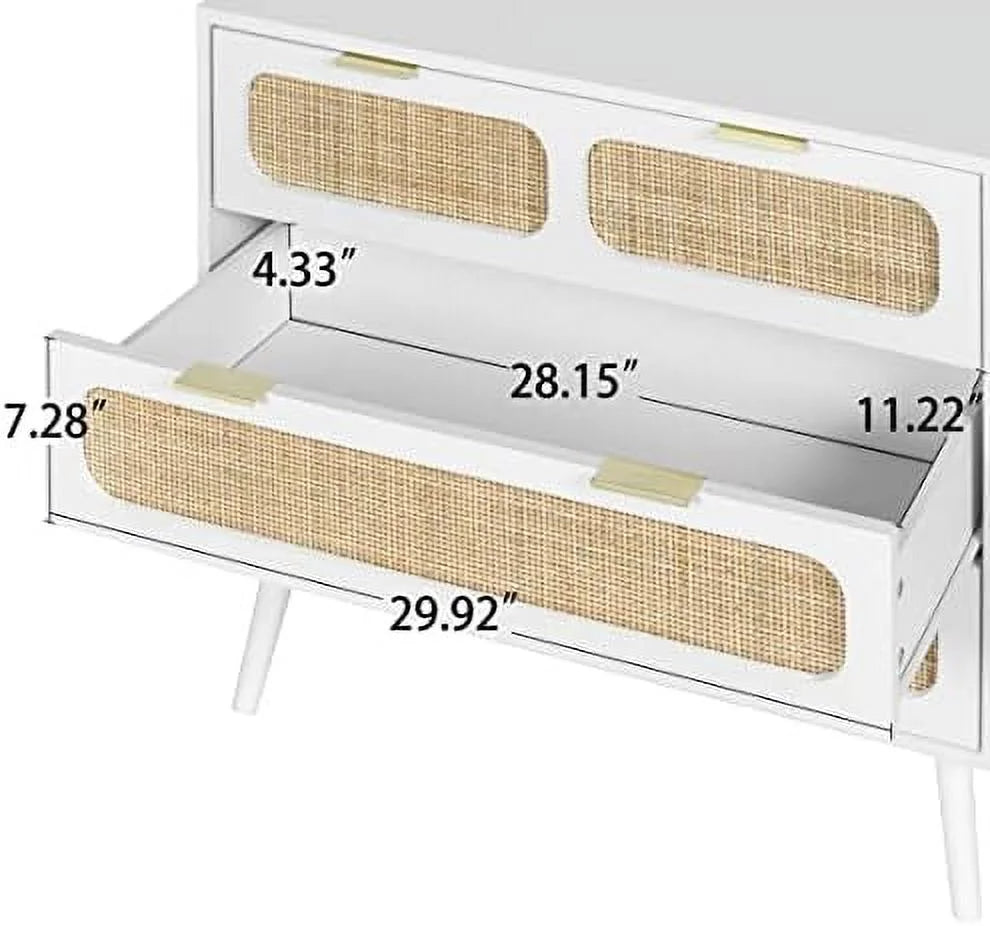 3 Drawer Rattan Wood Dresser I388288