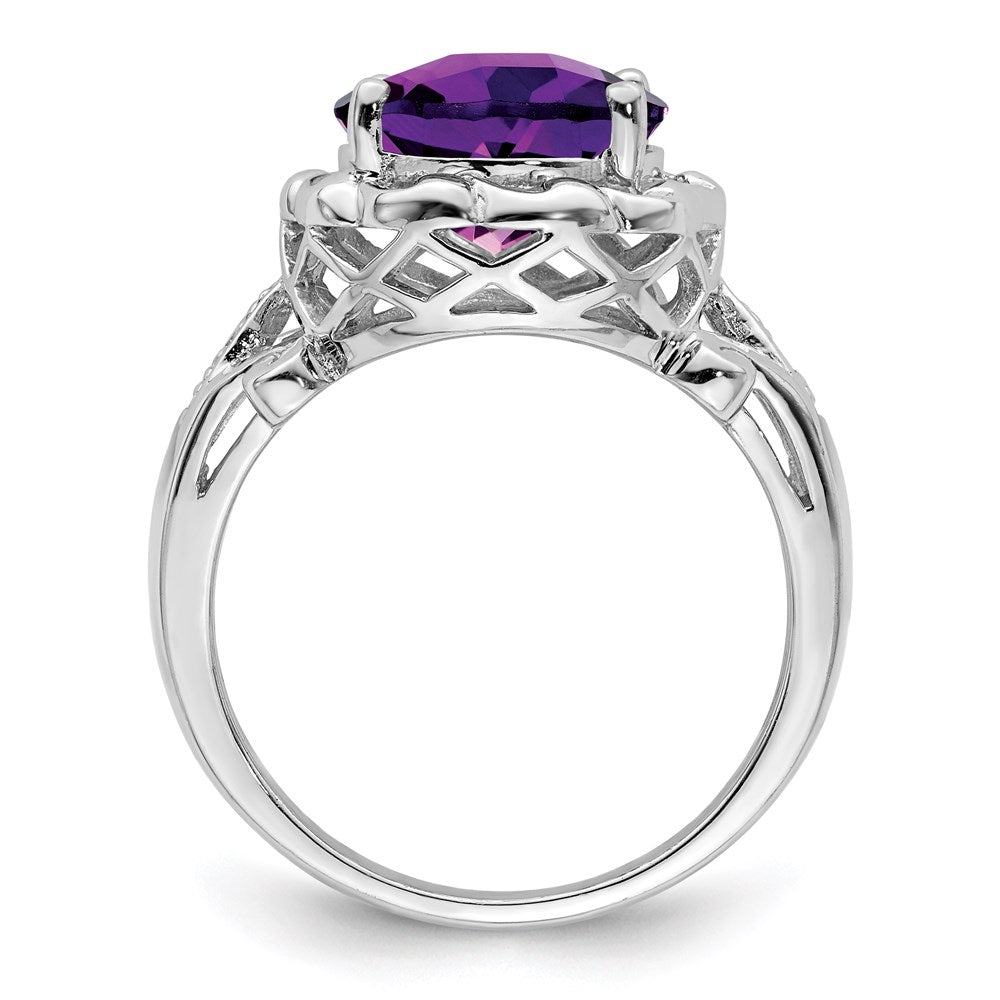 Oval Checker-Cut Amethyst & Diamond Ring C529