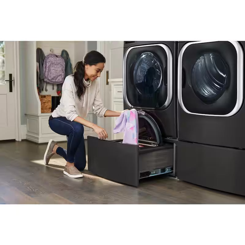 29 in. 1.0 cu. ft. Laundry Pedestal Washer in Black Steel W16203