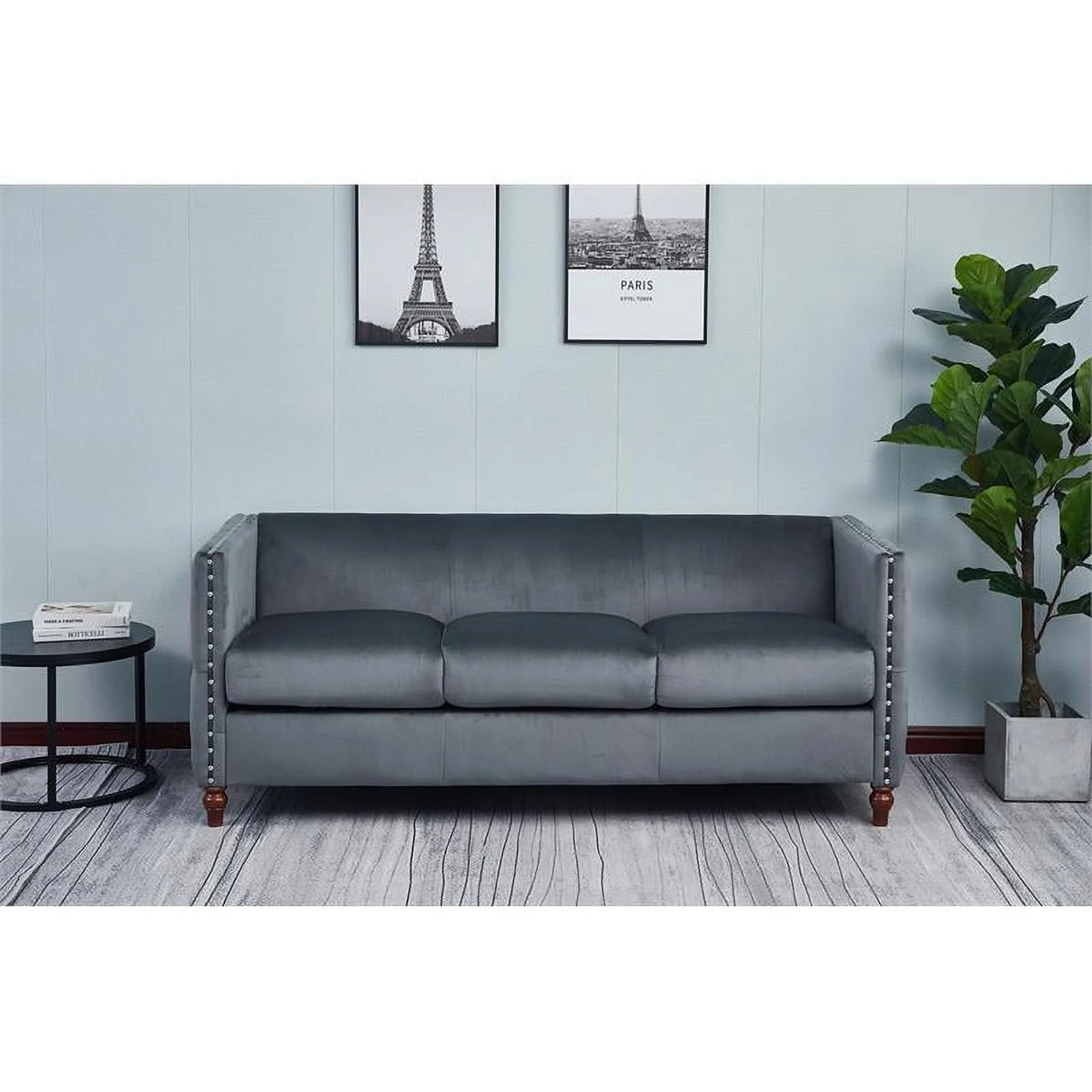 Velvet Sofa and Loveseat Set of 2 Gray E453476