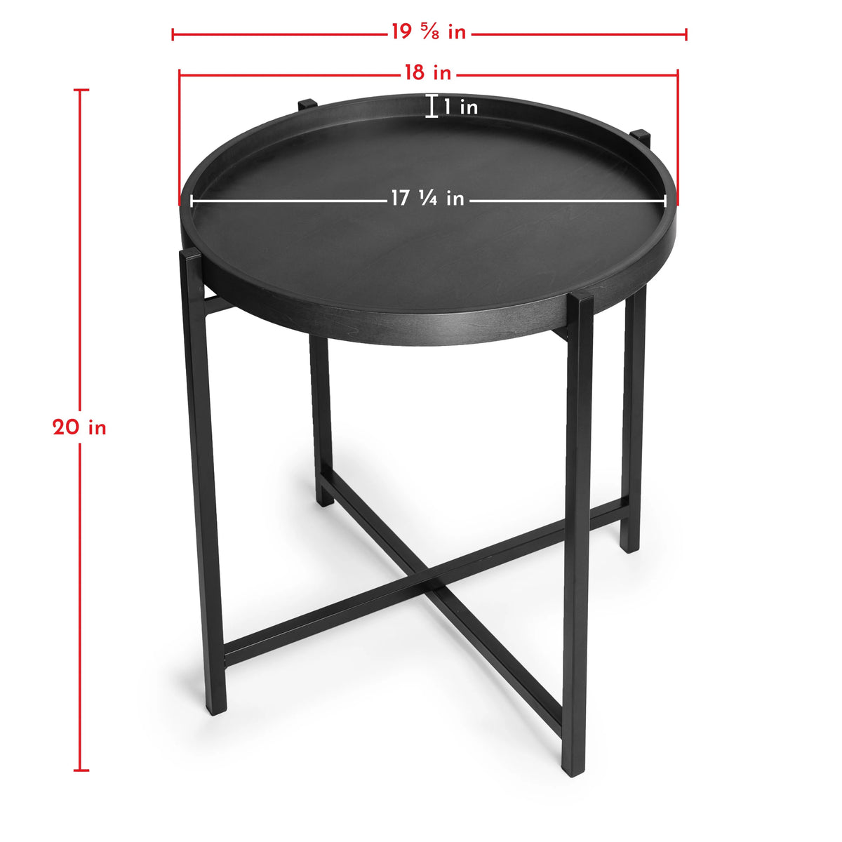 Mid-century Modern Round Side Table with Removable Wood Tray H1337